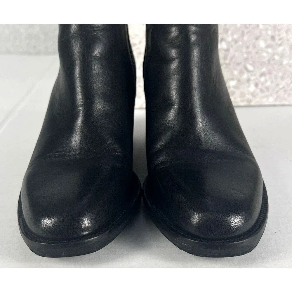 Boemos Boots Womens 36 US 6 Black Leather Double Zip Block Heel Ankle